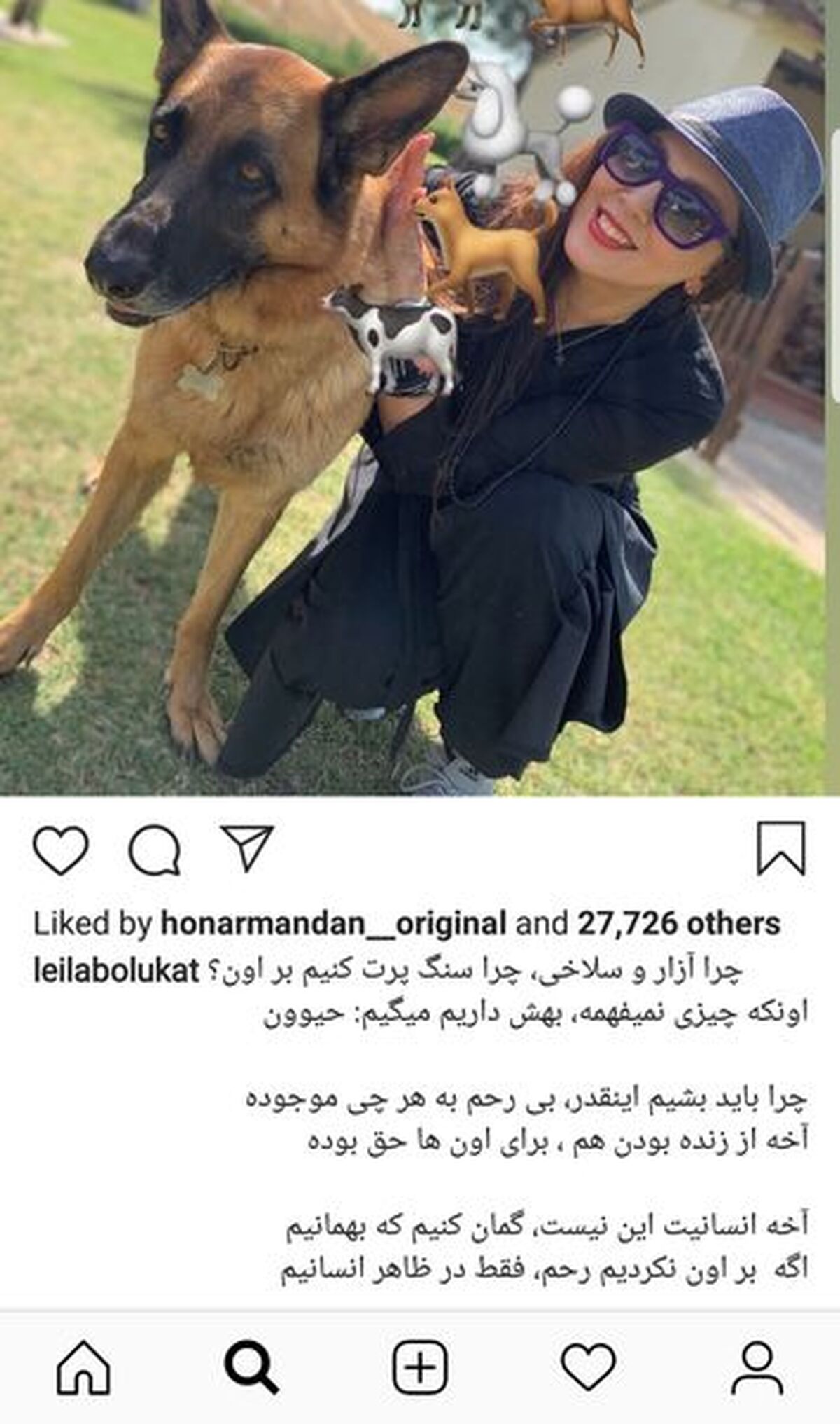 حیوان خانگی خیلی بزرگ لیلا بلوکات+عکس