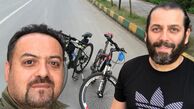 دوچرخه سواری آفای بازیگر با دوستش + عکس
