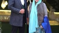 عکسی زیبا از بهاره رهنما در کنار همسرش با لباس زنانه جذاب و خوشرنگ