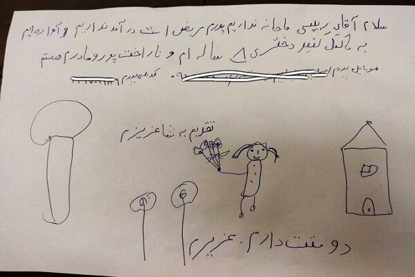 نامه‌ای از طرف کودک ۸ ساله به رئیس‌ جمهور + عکس نامه