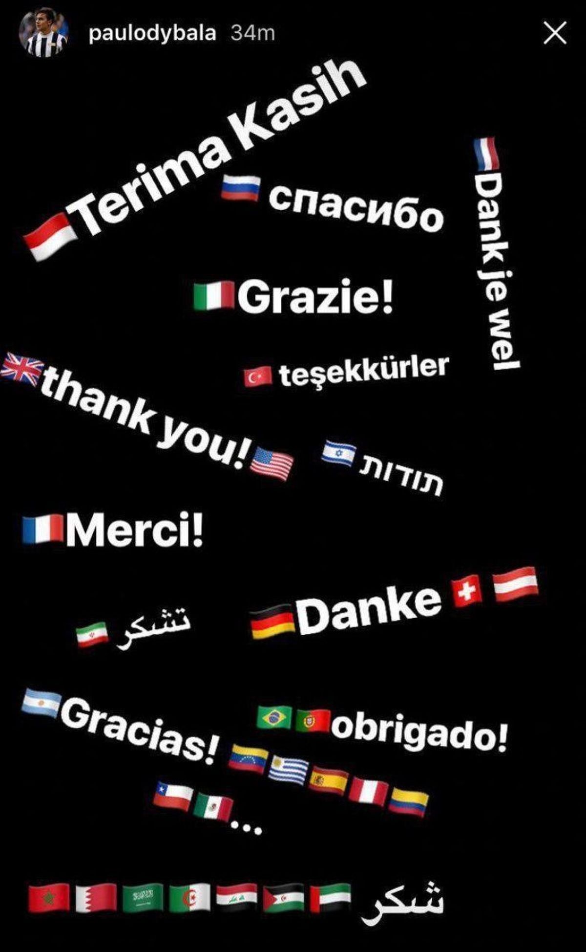 زبان فارسی و پرچم ایران در استوری بازیکن یوونتوس