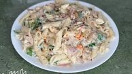 طرز تهیه پاستا خوشمزه و ساده ایتالیایی با مرغ و سس سفید