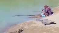 زندگی مسالمت‌آمیز یک مرد با تمساح‌ها!+ فیلم