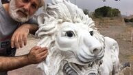مهدی صبایی و شیر سنگی + عکس
