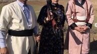 خانم بازیگر در کنار غیور مردان کردستانی + عکس