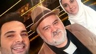 اکبر عبدی و دخترش در کنار مجری چشم رنگی محبوب+عکس