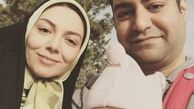 عکس آزاده نامداری و همسر و دختر تپلی اش