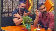 سیگار کشیدن مهدی ماهانی در یک کافه با دوستش + عکس