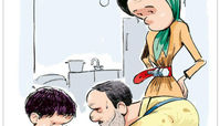 کاریکاتور کارگران مشغول کارند 