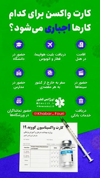 کارت واکسن برای کدام کارها اجباری می ‎شود ؟