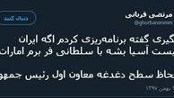 توئیتر:سطح دغدغه معاون اول رئیس جمهور! 
